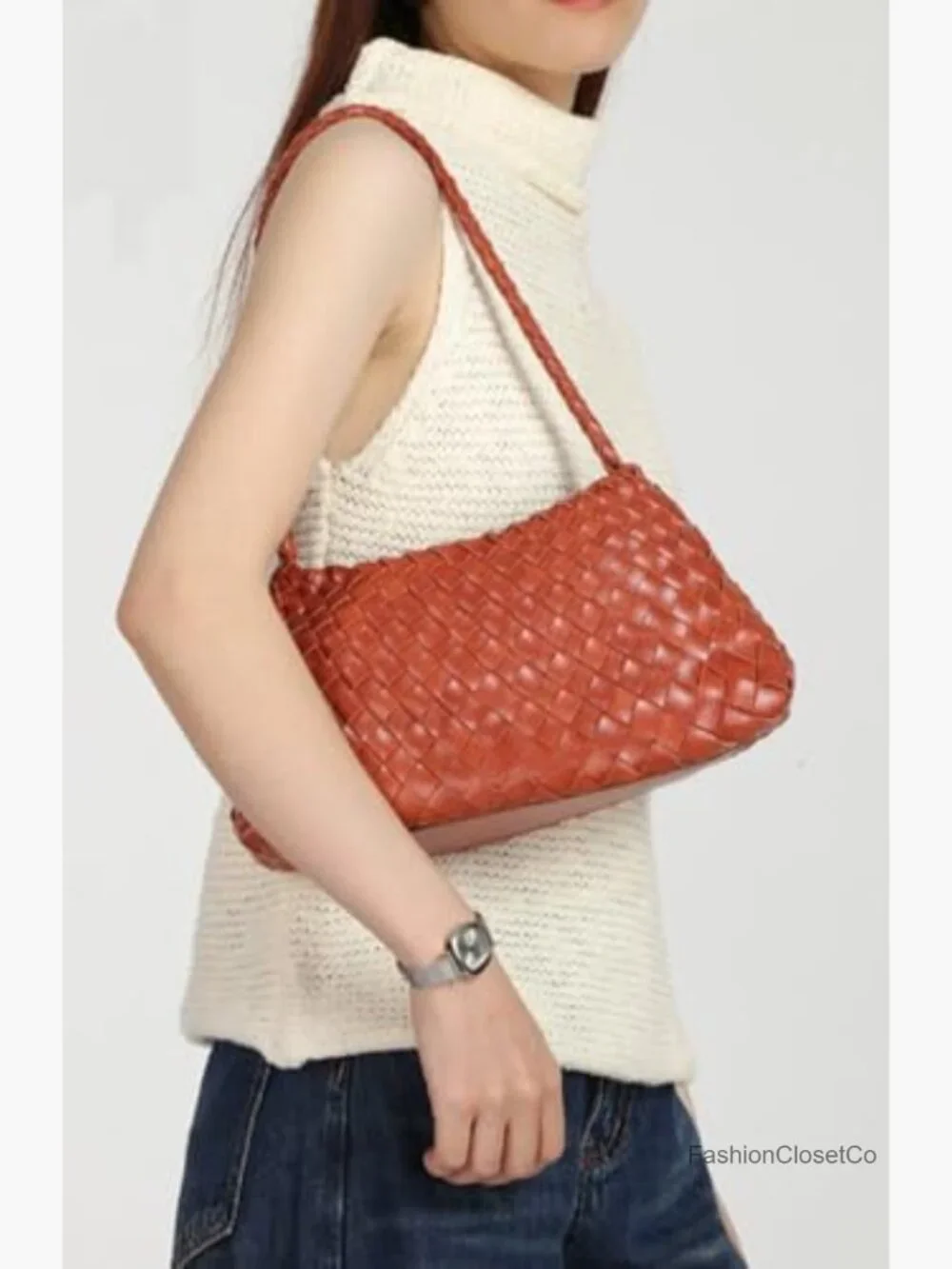 Woven Hobo Bag Suede Faux Leather Tote Shoulder Purse Trendy Vintage Clutch